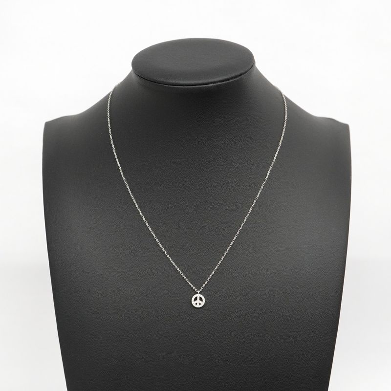 Tiffany & Co Necklace Metro/peace Sign Round Shape Circle 18K White Gold White