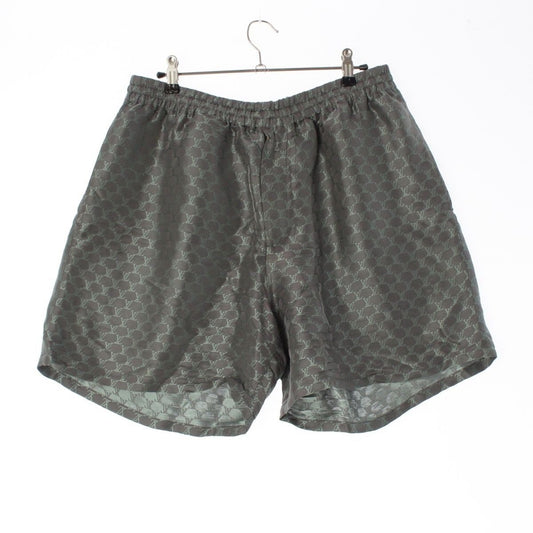 Louis Vuitton Silk Cotton Viscose LV Mark Pants Half Gray Green 50