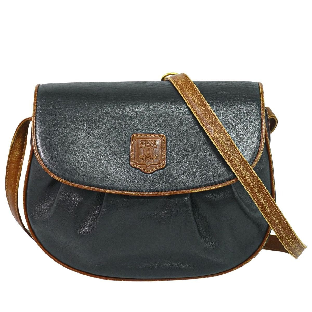Celine Leather Shoulder Bag Pochette Black