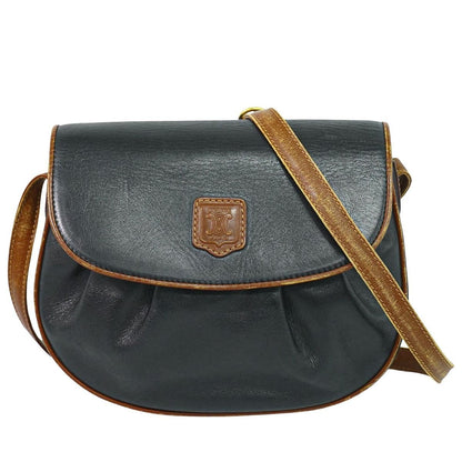 Celine Leather Shoulder Bag Pochette Black