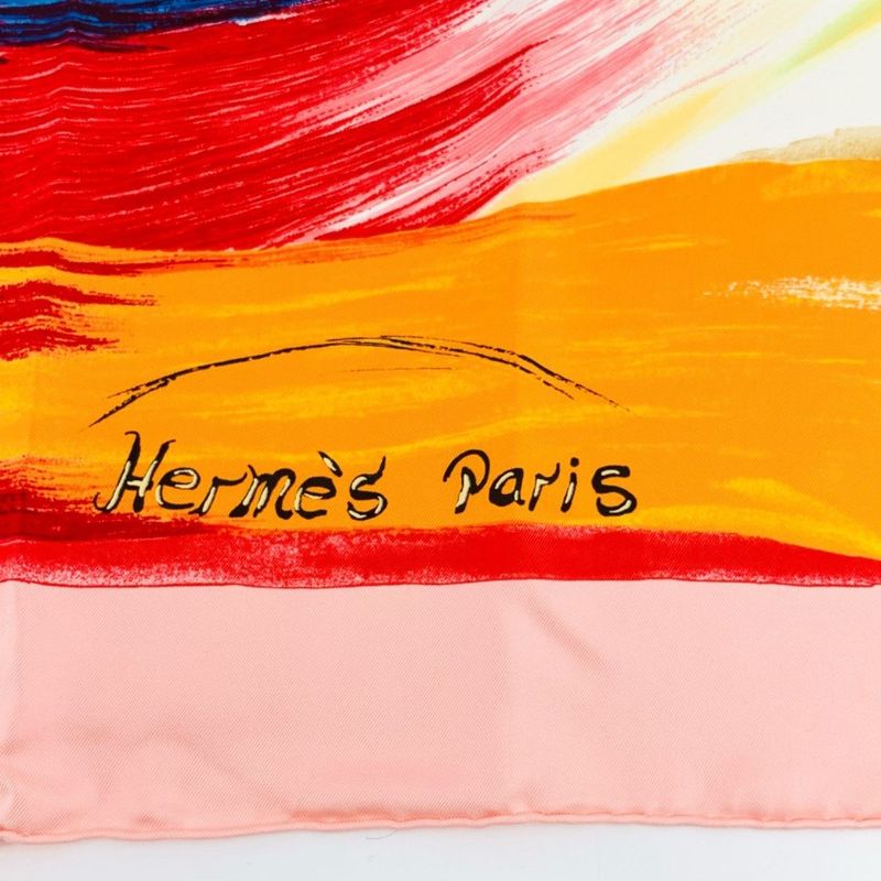 Hermes Carre 90 Smiles In Third Millenary Pink X Multicolor Scarf 100% Silk