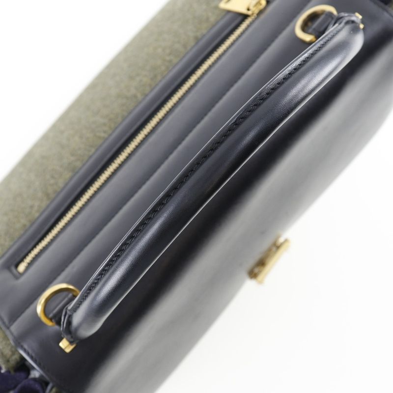 Celine Trapeze Felt And Calf Black/gray Women's Handbag