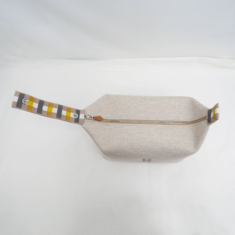 Hermes Brid A Black GM Au-carre Handbag Pouch Seigle Beige Ladies Men's