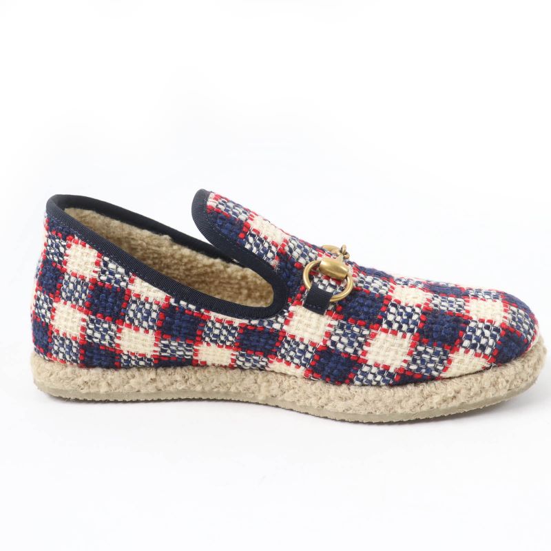 Gucci Horsebit Tweed Boa Espadrille Shoes Multicolor 38.5 Storage With Bag Made