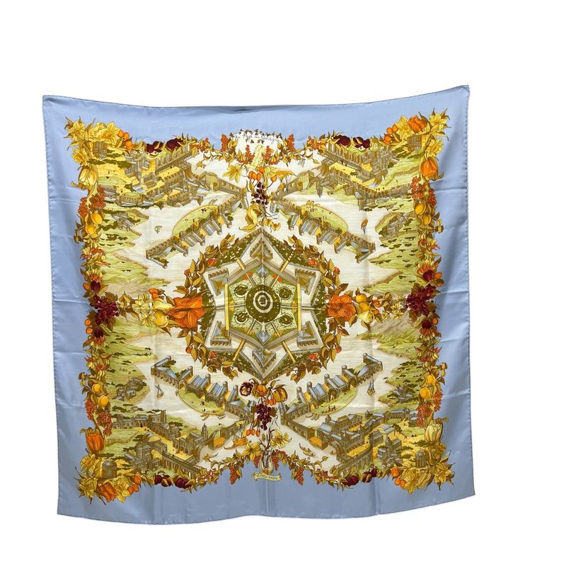 Hermes Scarf Carré 90 Au Pays De Cocagne In Paradise Silk Blue