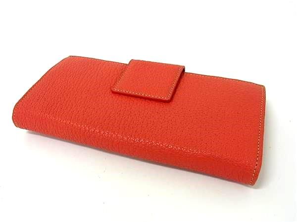 Bvlgari Leather Bifold Long Wallet Billfold Coin Purse Men's Women's Orange
