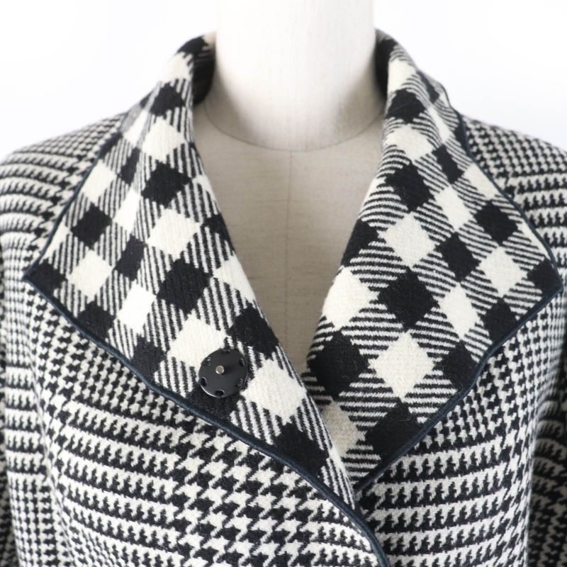 Emporio Armani Emporio Almaani Black Tag Wool Staggered Pattern Belted Coat