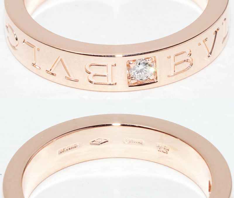 Bulgari Ring 18K Pink Gold Diamond 1p(004ct) Bzero1 Ring Bulgari Double Logo