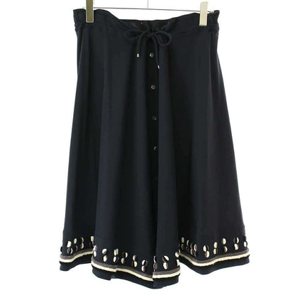 Hermes 2018 Resort Embroidery Design Silk Skirt Navy 38