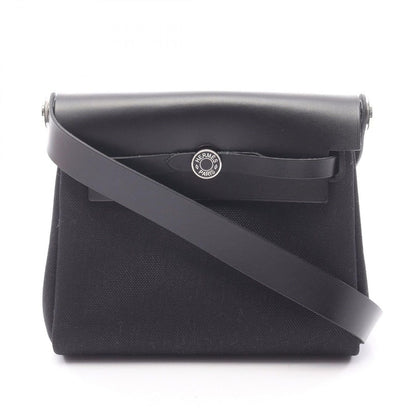 Hermes Shoulder Bag Herbag Zip Mini Black Canvas Leather