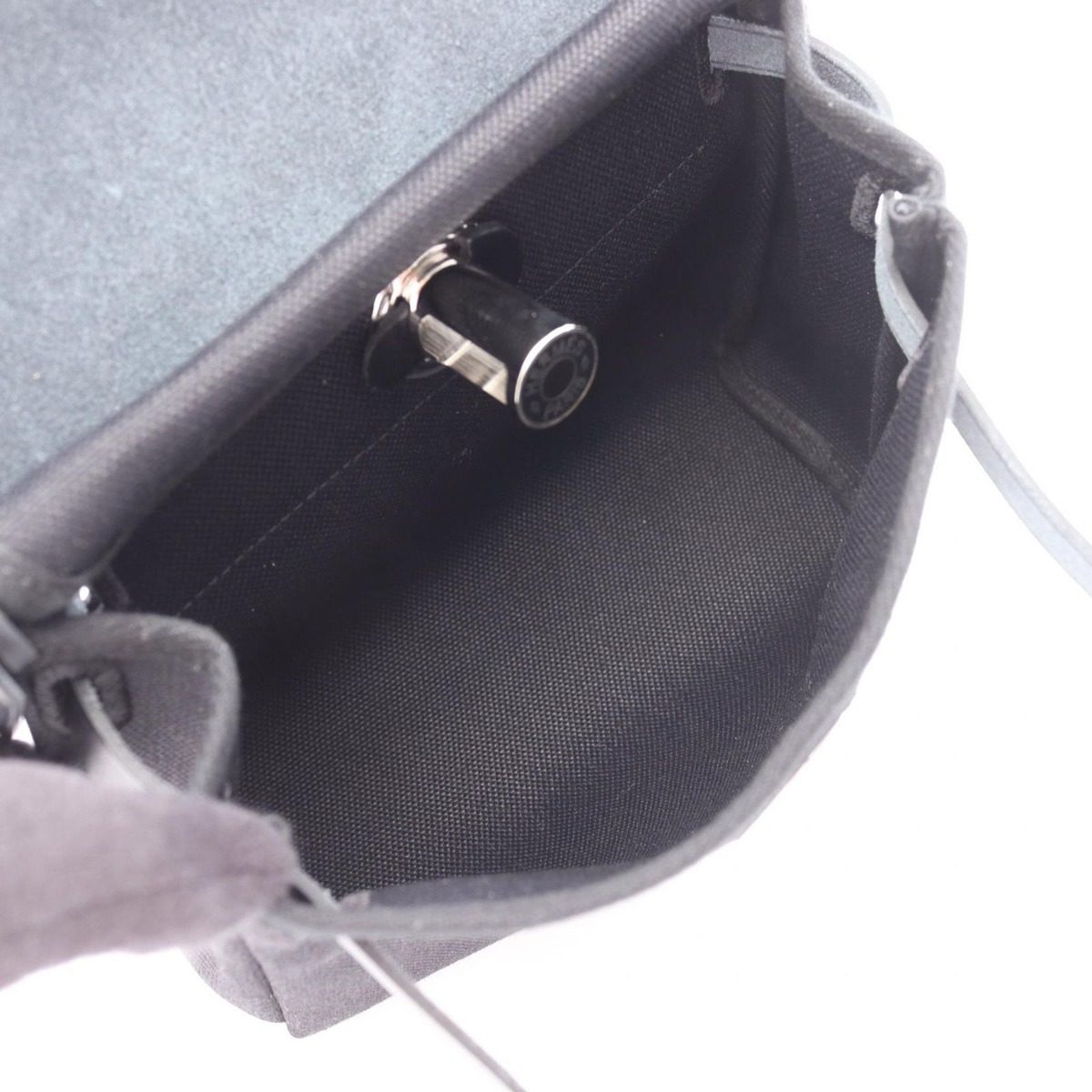 Hermes Shoulder Bag Herbag Zip Mini Black Canvas Leather — view 3