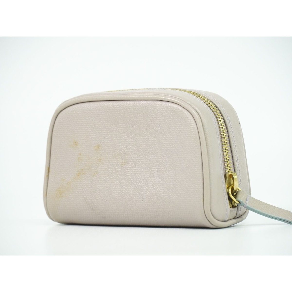 Chanel Coco Button Pouch Case Leather Grey — view 2