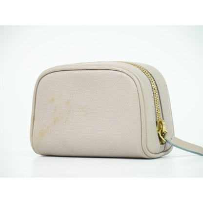 Chanel Coco Button Pouch Case Leather Grey — view 2