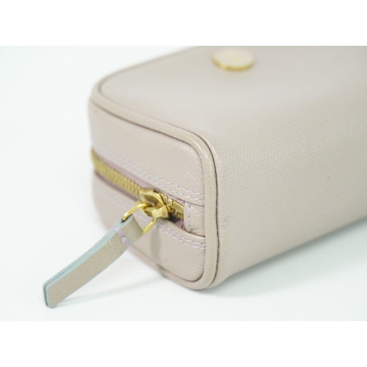 Chanel Coco Button Pouch Case Leather Grey — view 6