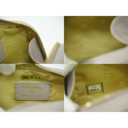 Chanel Coco Button Pouch Case Leather Grey — view 9