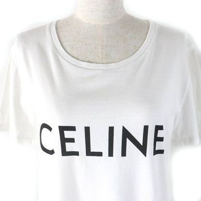 Celine 2x314916g 100% Cotton Logo Print Crew Neck Short Sleeve T-shirt White