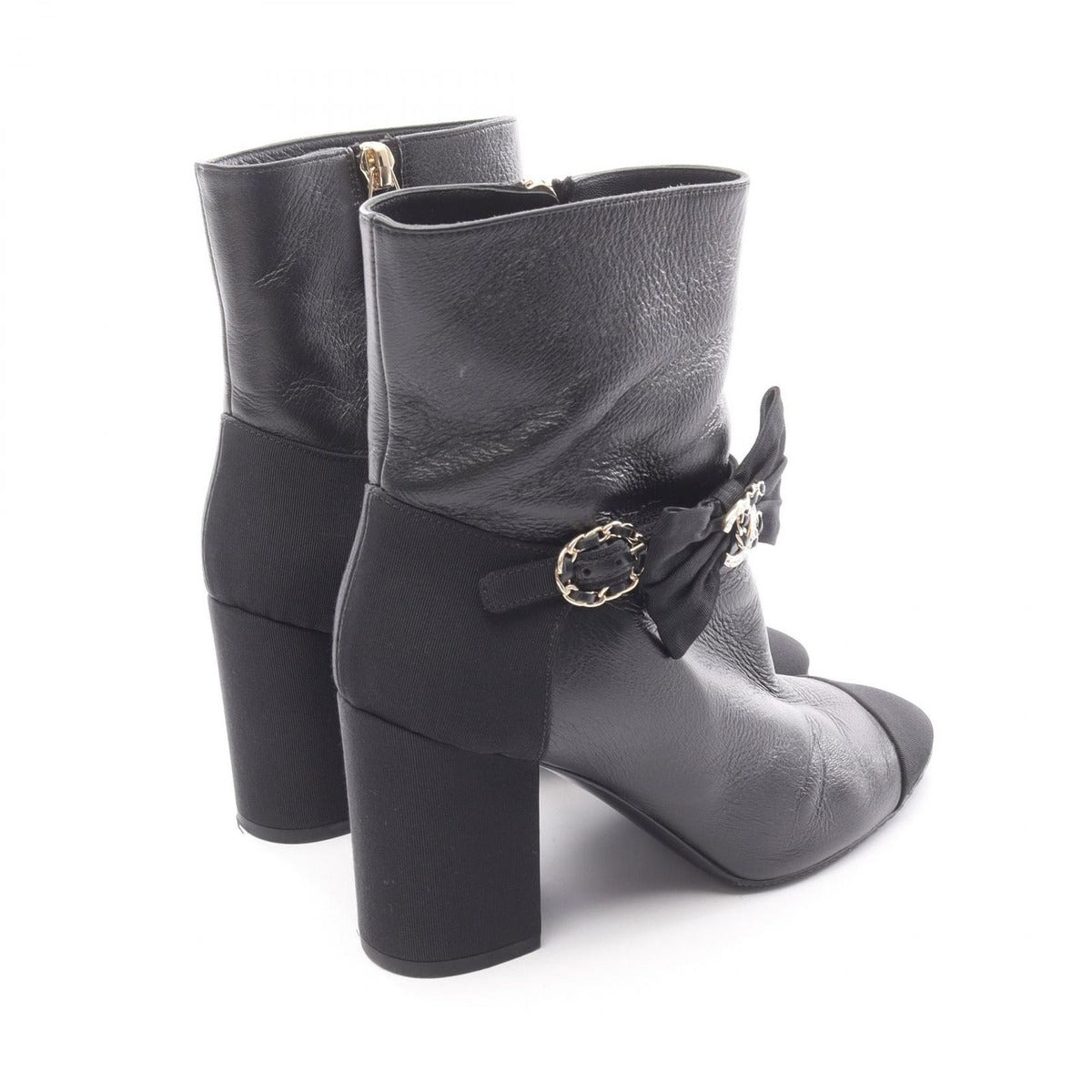 Chanel Boots Coco Mark Black Leather Short — view 2