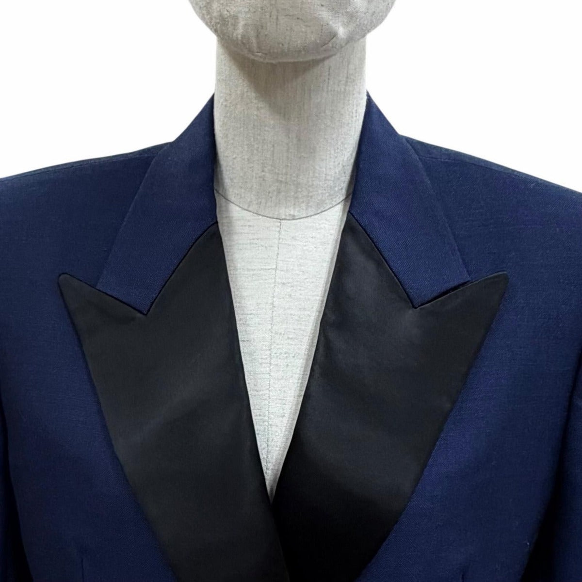 Louis Vuitton Wool Mohair Logo Button Double Breasted Tweed Jacket Navy — view 4