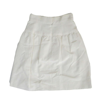 16ss Chanel Flower Print Gathered Skirt Bottoms White Half Length Size 34