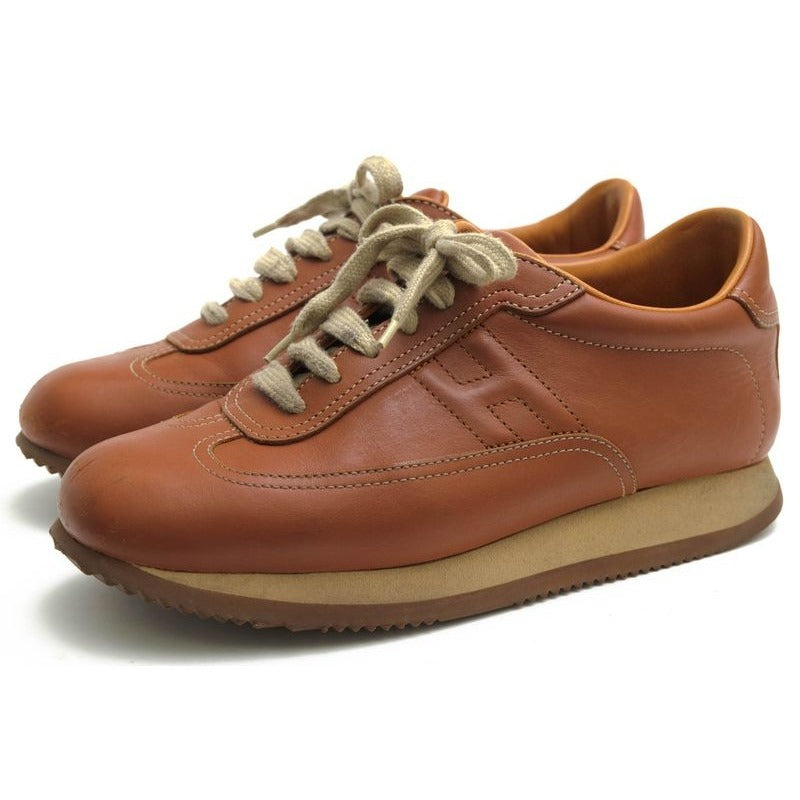Hermes Shoes Sneakers Low Cut Women Leather Brown Quick