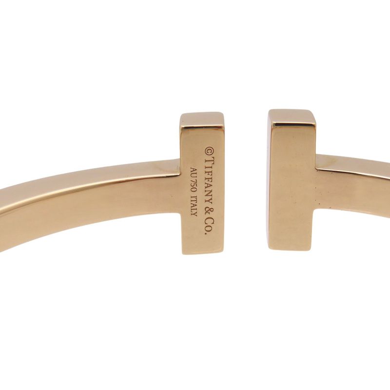 Tiffany & Co T-square 18K Pink Gold Rose Gold Diamond Large Bracelet Bangle 750