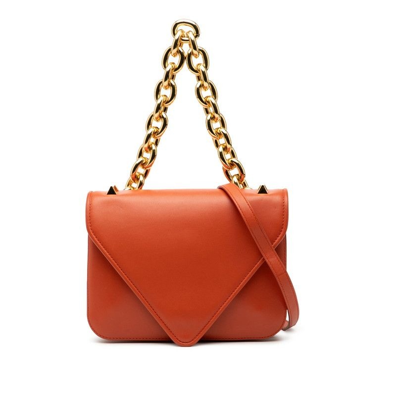 Bottega Veneta Mount Chain Shoulder Bag 2-Way Orange Leather
