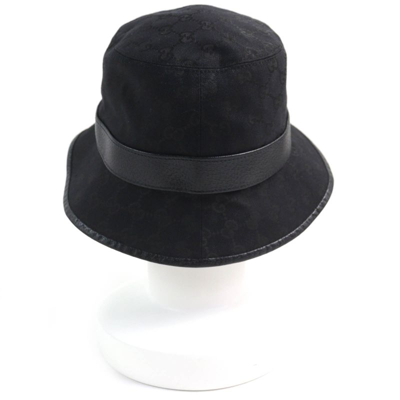 Gucci 576587 Logo Hardware GG Canvas Bucket Hat Black L 59cm (23.23in) Hat
