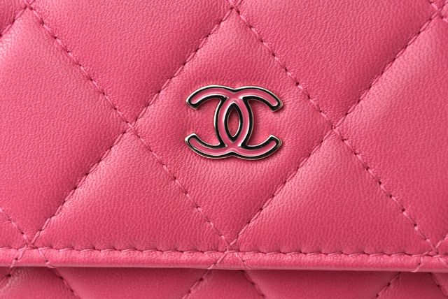 Chanel Chain Wallet Shoulder Bag Long Wallet Clutch Chanel Lambskin Pink Silver