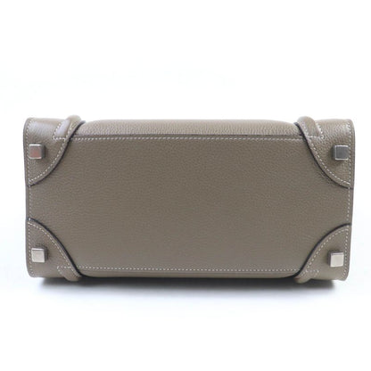 Celine 18979 Luggage Micro Shopper Drummed Calfskin Handbag With Sri Glaze