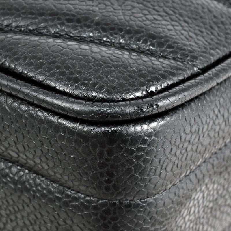 Chanel Coco Mark Chevron V-stitch Shoulder Bag In Black Caviar Skin