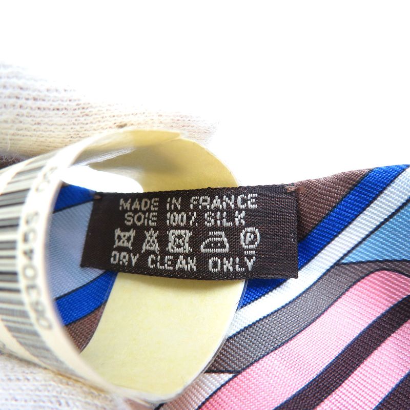 Hermes Twilly Zigzag Sangle Silk Rose Poudre Blanc Ciel Pink Scarf 0251 Hermes