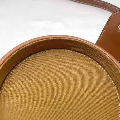 Celine Shoulder Bag Tambour Brown Triomphe Canvas