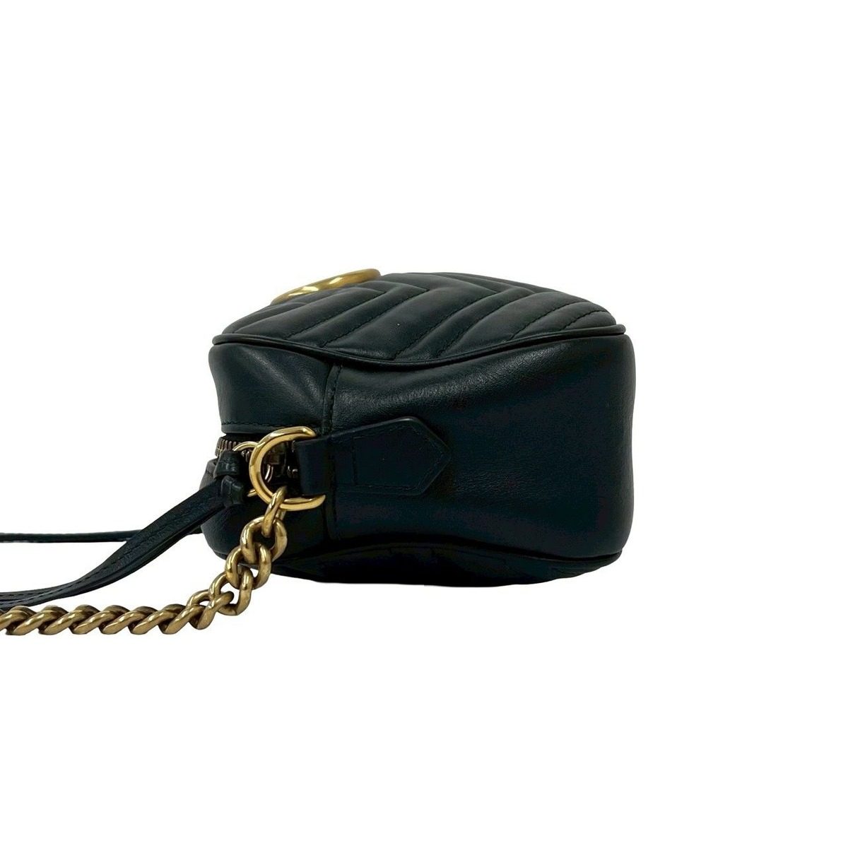 Gucci GG Marmont Logo Quilted Leather Chain Mini Shoulder Bag Pochette Black — view 5