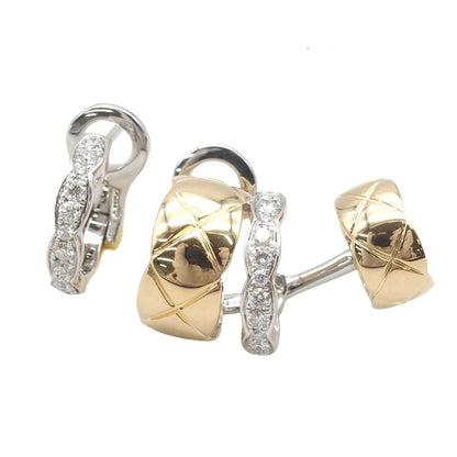Chanel Coco Crush Collection Asymmetric Earrings Yellow Gold White Diamond