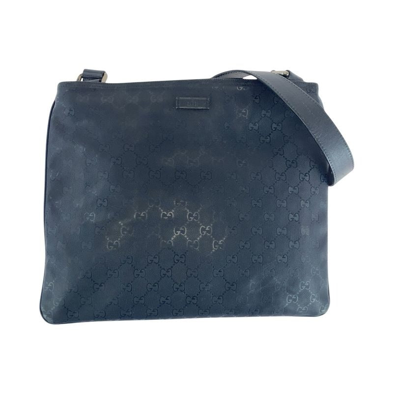Gucci GG Imprime Black Canvas Leather Shoulder Bag Pochette