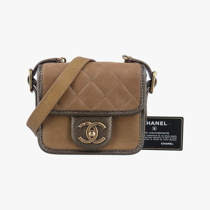 Chanel Back Toss School Mini Flap Gold Leather A67252 17089864