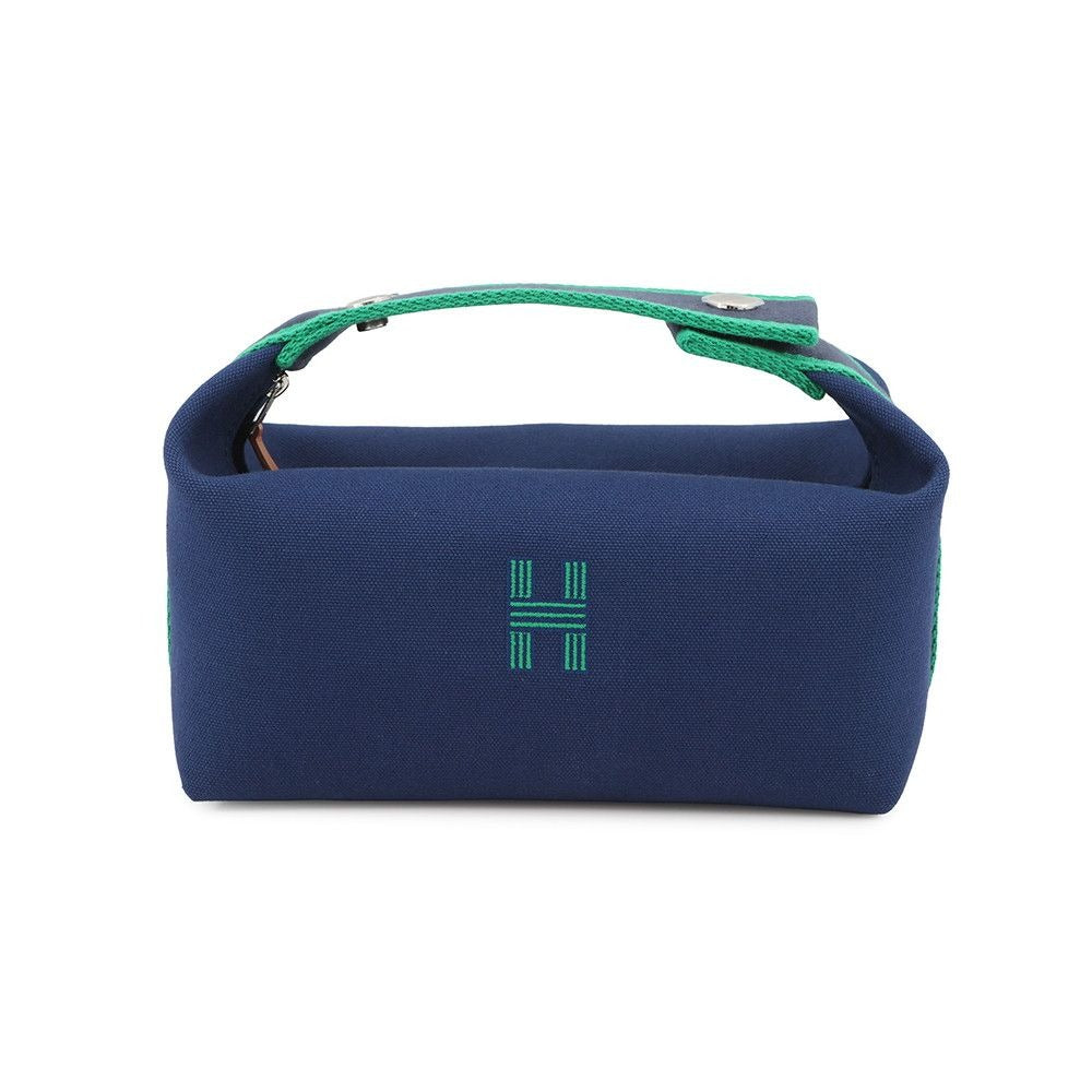 Hermes Pouch Bric-a-Brac PM Marine Silver Canvas Case