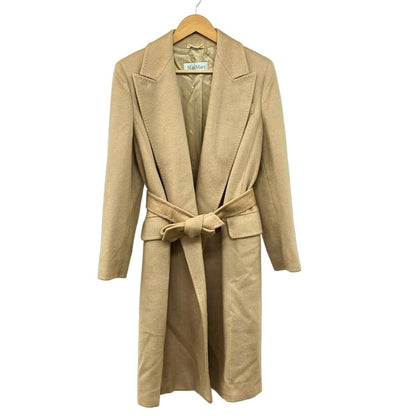 Max Mara Coat 42 M Beige Long Sleeve Camel Autumn Winter