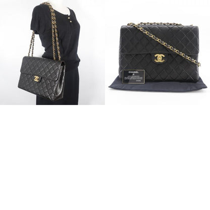 Chanel Deca Matelasse Double Chain Vintage Lambskin Black Ladies Shoulder Bag