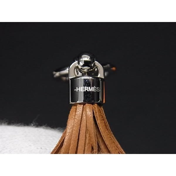 Hermes Leather Tassel Twirly Ring Accessory Brown At3346 — view 5
