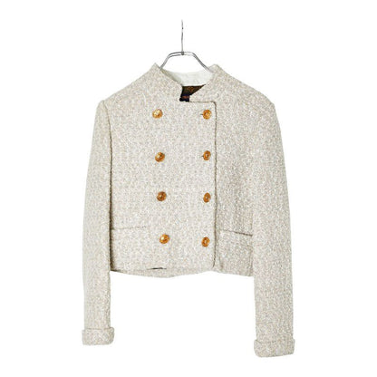 Louis Vuitton 22AW Tweed Jacket Size 36 Ivory Off-white Nylon Cotton Wool