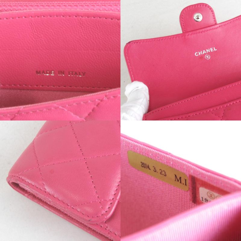 Chanel Timeless Classic Card/boxed Bifold Wallet Pink Leather