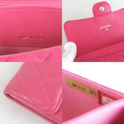 Chanel Timeless Classic Card/boxed Bifold Wallet Pink Leather