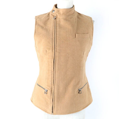 Hermes 100% Cotton Serie Button H Motif Padded Zip Up Padded Vest Beige 36 Made