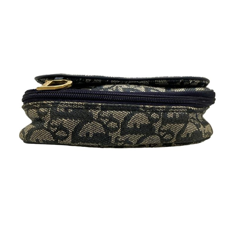 Dior/christian Dior Pouch Trotter Ivory X Dark Navy Leather