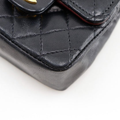 Chanel Chain Pochette Micro Matelasse Rare Vintage Lambskin Black Women's Waist