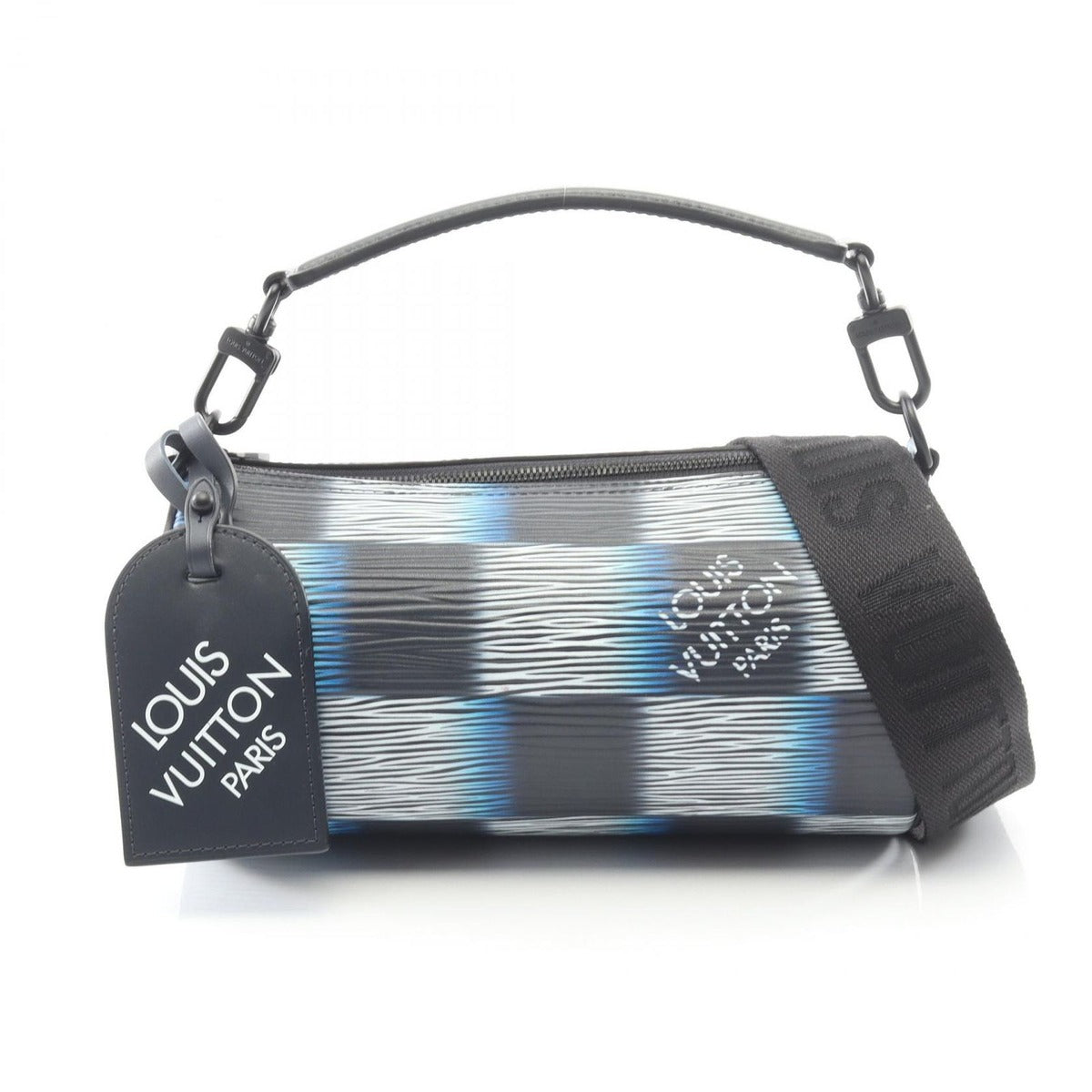 Louis Vuitton Handbag Soft Porochon PM Blue Moon Black Leather