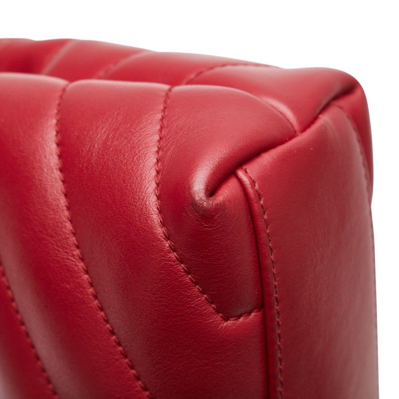 Saint Laurent YSL Logo Lou Lou Toy Bag 467072 Wine Red Leather Women Saint