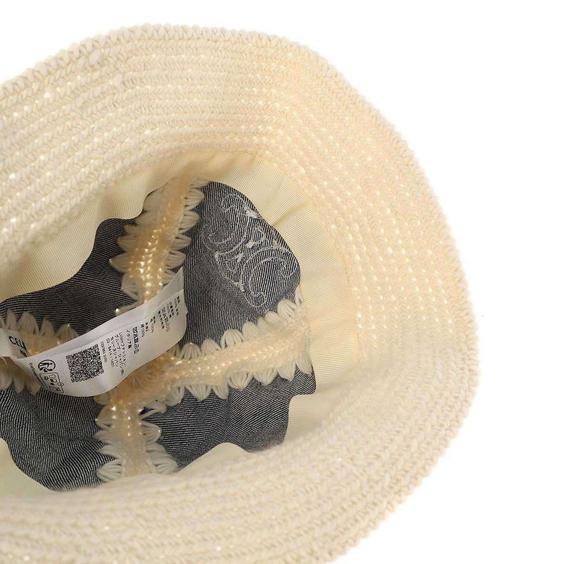 Celine 24ss Triomphe Bucket Hat Crocheted Wool and Denim Triomphe Bucket Hat