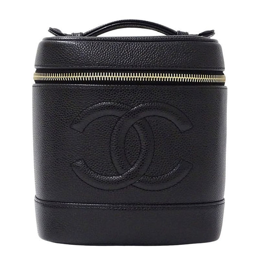 Chanel Bag Vanity Handbag Caviar Leather Black Gold Hardware